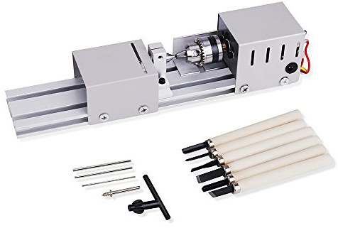 Woodworking DIY Lathe 24V 96W Mini Lathe Machine DIY Lathe Set with Power Adapter (Lathe Miniature Standard + Polishing Function)