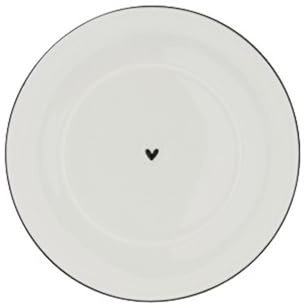 Bastion Collections Untertasse Unterteller Heart weiß mit schwarzem Rand 15cm