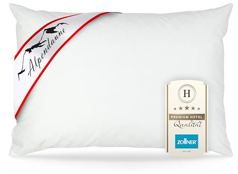 ZOLLNER Premium Kopfkissen aus 80% Federn und 20% Daunen - Made in Germany – für Allergiker geeignet – Bezug aus hochwertiger Baumwolle - waschbar bis 60°C - 60x80 cm - Hotelqualität