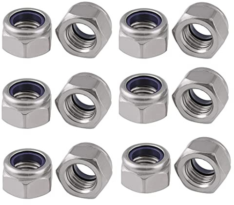 TERF® Dadi esagonali in acciaio inox M16 (16 mm) in acciaio inox A2 (304) autobloccanti Nylock - Confezione da 4