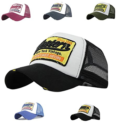 CheChury Trucker Mesh Hüte Baseball Cap Western Mode Sommer Kappe Vintage Basecap Distressed Snapback Hüte Baseballmütze Used Look Retro Mütze