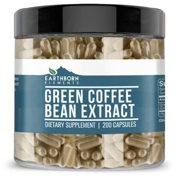 Earthborn Elements Green Coffee Bean Extract 200 Capsules, Pure & Undiluted, No Additives