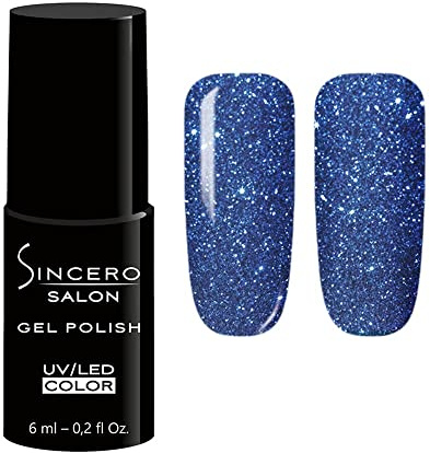 Sincero Salon - Premium UV Gel Nail Polish - Flash Blue - Gel Nail Varnish - Nail Art - Long-Lasting High Gloss Wear - Blue Gel Nail Polish - Gel Nails - Glitter Gel Nail Polish - Rich Pigment