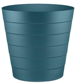 Zuvo Waste Paper Bin 8L, Wave Design Bin for Bedroom and Office, Navy Blue | Sculpted wave-design plastic, wipe-clean, solid walls keep scraps in, open top, roomy 8 litre for bedroom, office, lounge