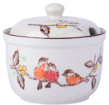 Lait Sucrier de style campagnard avec couvercle, pot de sucre japonais peint à la main, pot à épices for récipient à sucre, pot d'assaisonnement-poisson-pot de 370 ml ( Couleur : Qing Cai , Taille : 3