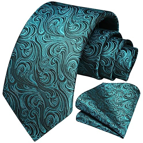HISDERN Herren Krawatte Taschentuch Blume Paisley Hochzeit Krawatte & Einstecktuch Set
