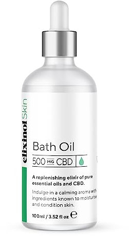 Elixinol Skin Moisturising Hydrating Bath Oil, 500mg of CBD, Natural, Majoram, Grapeseed Oil, Jojoba Seed Oil, Hemp Extract Premium Quality Pure Vegan | 100ml