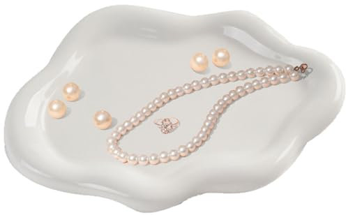 Wolke Trinket Dish, Keramik-Schmuck-Schale, niedliche dekorative Tablett Wolke Platten, Ring-Halter, weiß Kosmetik-Tablett Weihnachten Geburtstag Geschenk für Haus Schlafzimmer Tischdekoration