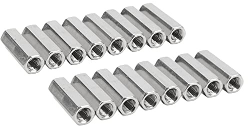 Marhynchus 20er-Set Sechskant-Kupplungsmutter M5 x 0,8 x 25 mm Edelstahl, 5 mm Durchmesser, Sechskantmutter