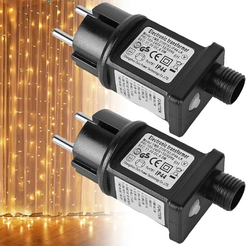 Vaileal Alimentatore LED da 31 V, IP44, trasformatore LED, 8 modalità, catena luminosa di ricambio con funzione timer, adattatore di alimentazione, trasformatore da 6 W