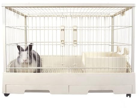 Kaninchenkäfig für den Innenbereich mit Rollen, leicht zu bewegen, Meerschweinchenkäfig für drinnen und draußen, mit 2 tiefen, auslaufsicheren Schalen, für Katzen, Frettchen, Chinchilla, Kaninchen,