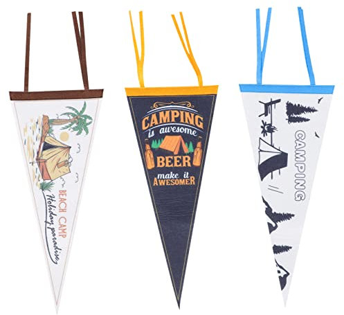 TOPBATHY 3pcs Outdoor Camping Triangle Flags Felt Flags for Garden Decoration Unique Outdoor Adornment for Parties Reusable for Camping Trips and Events