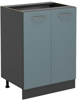 Vicco Küchenunterschrank R-Line, Blau-Grau, 60 cm | 2 Türen · Ohne Arbeitsplatte · Höhenverstellbare Füße · 1 Einlegeboden · ✓ Frei kombinierbar
