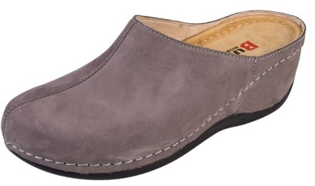 Buxa Anatomic BZ340 Zuecos Mujer Zapatos de Cuero Zapatillas Sabot Sandalias, gris, 40 EU