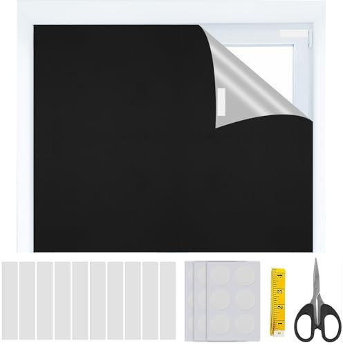 Temporäre Verdunkelungsrollos, verdunkelnd, tragbar, 100 % Verdunkelungsmaterial, 150 x 100 cm, Fenster ohne Bohren, Verdunkelungsrollos mit selbstklebenden Bändern, für Kinderzimmer, Schlafzimmer,