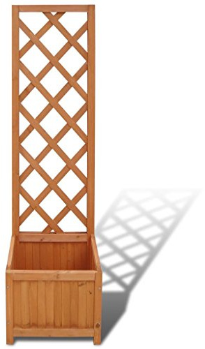 Ailgely Pflanzkübel mit Rankhilfe Blumenkasten Garten Spalier Pflanzkasten Blumenkübel aus Holz für Balkon und Garten, inklusive Rankhilfen für Kletterpflanzen, Braun 40x30x135 cm