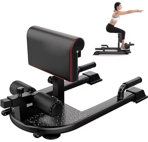 Tdfersasdw Sissy Squat Machine, verstellbare, gepolsterte Liegestützbank mit tiefen Beinen und Rädern, Fitnessgerät zum Trainieren der Beine für das Fitnessstudio zu Hause,Schwarz
