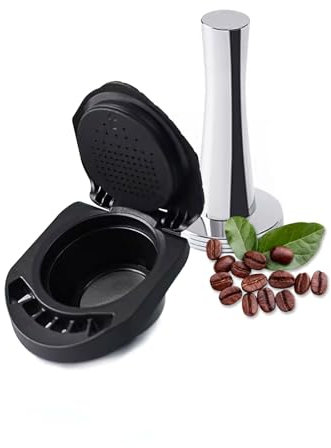 Reusable Coffee Adapter for Dolce Gusto Ground Refillable Coffee Converter Compatible with Piccolo XS/Mini Me/Genis S/EDG 305/EDG 606. Coffee Capsule Adapter Holder with Steel Coffee Tamper