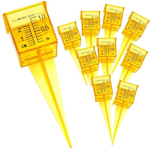 KWJTOY 10 pluviómetros, pluviómetro de jardín, pluviómetros resistentes a las heladas, pluviómetros para exteriores para medidores de lluvia decorativos de jardín, escalera transparente