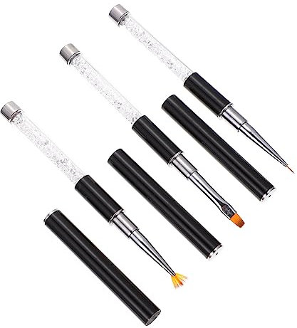 Healeved 3pcs Nail Art Brush for Manicure Rod Tools for Nail Decoration Includes Liner Fan and Detail Brushes for Home and Salon Use
