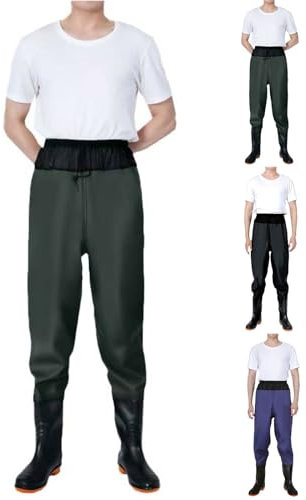 Trampolieri da pesca alti fino alla vita, da uomo, impermeabili, unisex, stivali da pesca, stivali da pesca con tasche con cerniera, trampolieri da pesca in mare per pesca a mosca, kayak, Verde, 41