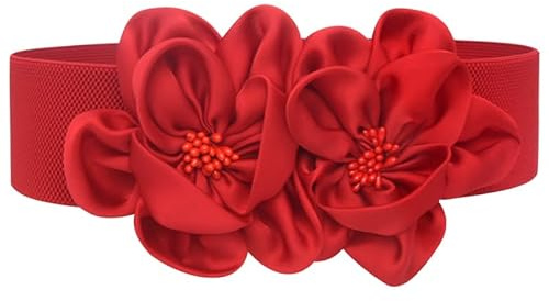 Svnqney Damen Chiffon Blume Gürtel für Hochzeit Partei Dekoration Große Schleife Taillengürtel Verstellbare BL200red