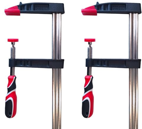 2x Schraubzwinge 120x1500mm mit Gummigriff | Spannzwinge, Leimzwinge, Zwinge aus hochwertigem Material | 2 Stück