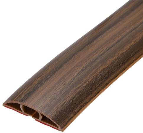 sourcing map 1m Floor Cord Cover, Self Adhesive Cord Hider 50mm for Cable Management Cable Protector, Brown