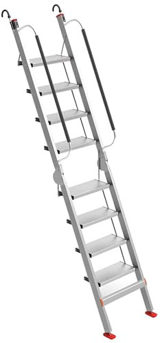 Bodentreppe, Raumspartreppe mit Handlauf, Verstellbar und rutschfest, für den Innen- und Außenbereich(Silver,XXX-Large)