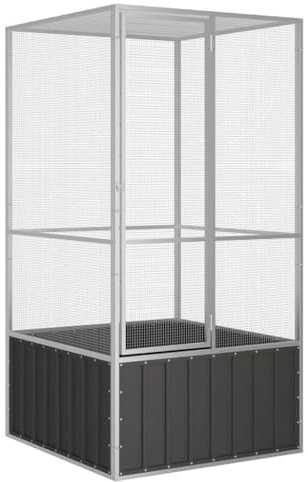 Emmtore Vogelvoliere Innen Außen Aufzuchtkäfig,All-in-One-Vogelkäfig Außenvoliere Käfig Vogelhaus Voliere,Verzinkter Stahl Vogelkäfig,Anthrazit,111 x 107 x 211.5 cm