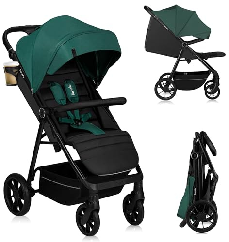 LIONELO MIRA Carrito bebé hasta 22 kg de 6 m a 4 años Ruedas giratorias 360° Amortiguación total Respaldo y reposapiés ajustables Capota XXL UPF50+ Amplia cesta hasta 3 kg