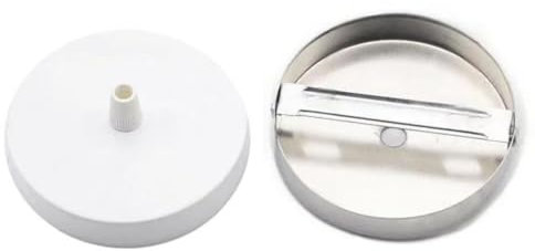 DESHOME Soporte Lámpara Techo Blanco con Rosetón Metal 10cm - 1 Focos para Lámparas Colgantes, Embellecedor Florón Rotondo y Placa Montaje Kit Tejadillo