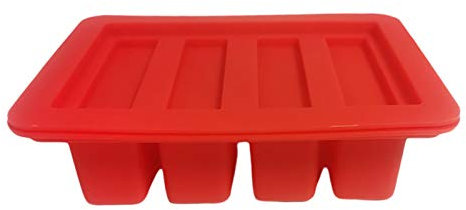 Tortiera Vassoio per stampi Contenitore per burro e silicone grande con coperchio per conservare burro 4 stampi per cucina, da e bar (Red, One Size)