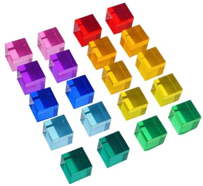 Milageto Acryl-Regenbogen-Jelly-Blöcke für Kinder ab 3 Jahren, Montessori-Sinnes-Spielzeug für Babys und Kinder, Bunte sensorische Bausteine Lernspielzeug für Jungen und Mädchen, 20pcs Quadrat
