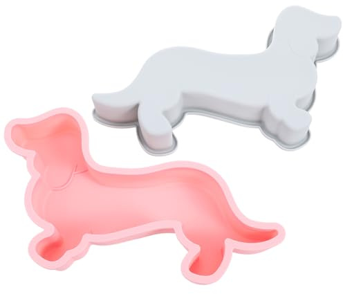MAGICLULU Silikonform Hundeform, Backform Dackel Motiv for Hundeliebhaber | 2 Stück Antihaft Schokoladenform Eiswürfelform groß, Frei Kuchenform DIY Dessert, for Küchengeräte