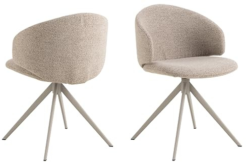 AC Design Furniture Helle Esszimmerstuhl, Monza Stoff beige, 4 Stern Gestell grau rau pulverbeschichtet Stahl mit drehfunktion