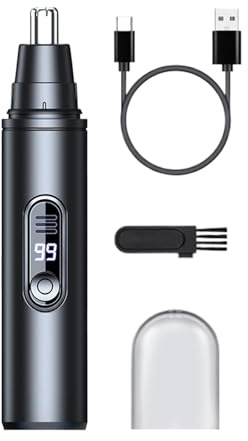 Rifinitore per peli nasali, ricaricabile tramite USB, lavabile, con display digitale, per adulti, anziani, adolescenti, uomini e donne
