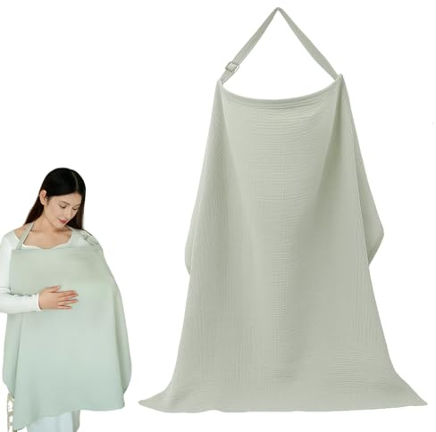GNALIA Lot de 1 Couverture Allaitement Bébé, Couvertures d'allaitement, Tablier Allaitement Bebe et Serviette de Salive, Cache Allaitement Écharpe pour Mamans, Coton Douce Respirante Ajustable