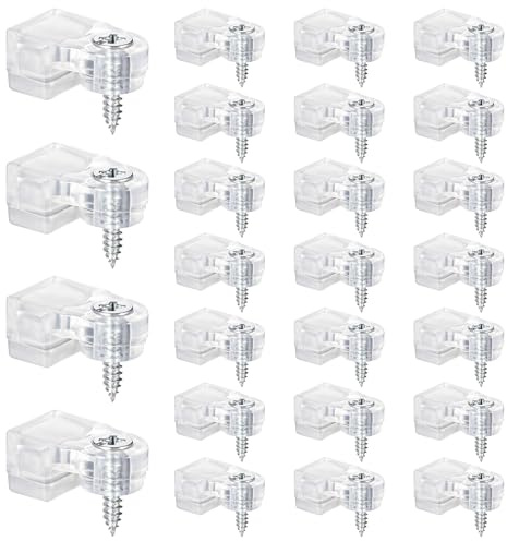 25 Pack Glass Retainer Clips with Screws, Cabinet Glass Retainer Clips Storm Door Mirror Holder Clip Transparent Plastic Glasses Panel Clip Storm Window Clipe for Windows Door Mirror