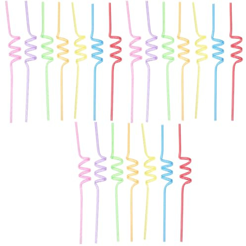 Alipis 24 piezas Pajitas Reutilizables Espirales con Purpurina Tubo Duro Transparente para Fiestas Cumpleaños y Bebidas
