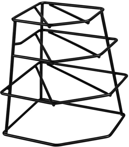 Thrink 4 Tier Corner Plate Rack Heavy Duty Kitchen Cupboard Storage Shelf Organiser Space Saving Dish Rack Stand for Plates Bowls Dishes Compact Countertop Cabinet Organiser (Black)