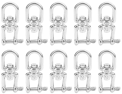 Manille à crochet pivotant à pression rotative en acier inoxydable, 10 pièces, accessoires M5