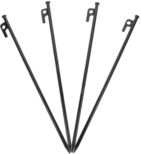 Ciieeo 4 Stück Metall Zeltheringe 40cm Schwarz Robuste Camping Heringe für Harte Böden Baldachin und Zeltpflöcke für Outdoor Camping