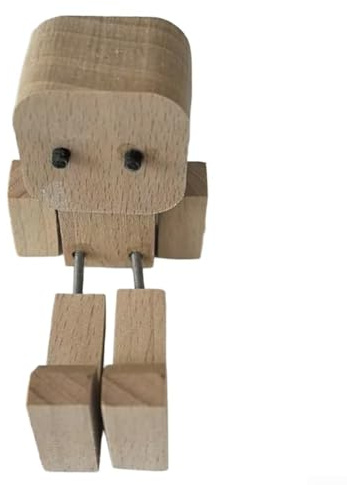 Schüttelnde Holzfigur mit 12 Gesichtern, handgefertigte Wackelfüße, Puppe für Auto-Armaturenbrett, Büroschreibtisch oder Rucksack, 8,1 cm hoch, Holzmaserung Farbe (A)