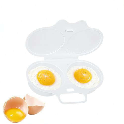 BAISEBAOFU Microwave Egg Poacher, Egg Poacher Microwave, Egg Poachers, Double Cup Egg Cooker, BPA-Free Egg Steamer, Quick Egg Cooking Mold