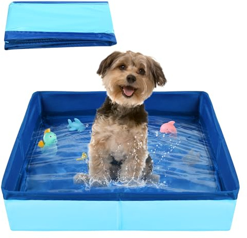 LQTSLFM Katzen Pool, Hundepool, Faltbarer Haustierpool, Hundeplanschbecken, Planschbecken für Katzen, Faltbarer Pool Werden zum Baden, Planschen und zur Aufbewahrung (50x10cm-BlauB)