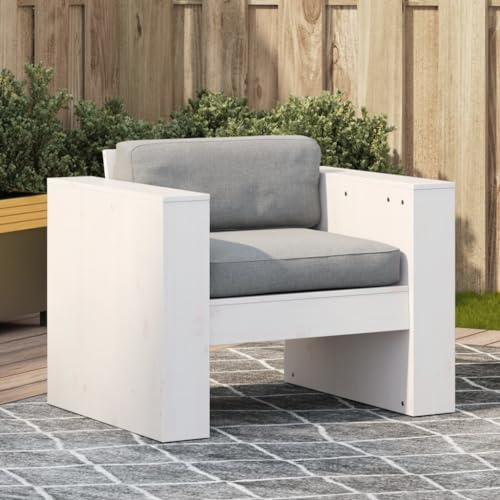 PHGTYUK Gartensessel Weiß 79x60x62 cm aus Massivholz Kiefer für Terrasse Garten mit Armlehnen und Rückenlehne für Komfort Sitzmöbel Outdoor Holzstuhl