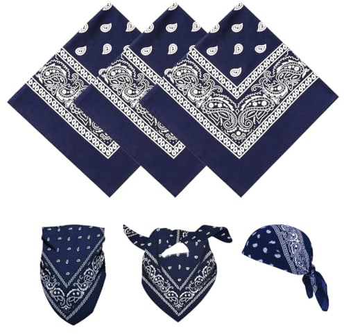 3 Pcs Bandana Multifunctional Paisley Hair Wrap Unisex Headwear Bandana Headband for Women Men Cowboy Accessories