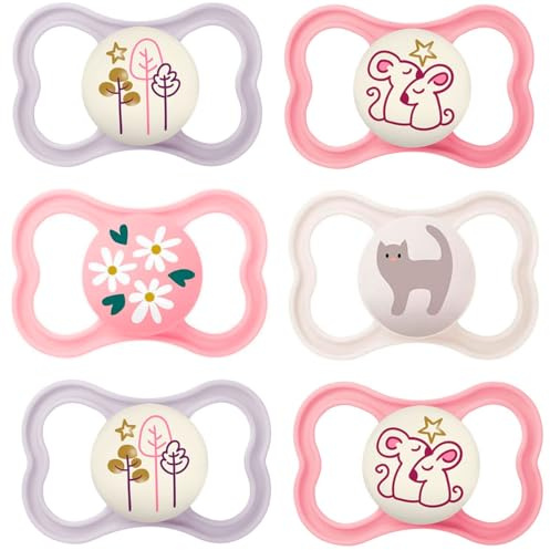 MAM Air Silicone Dummies 6-16 Mo., pack of 6, Day & Night incl. 3 travel boxes