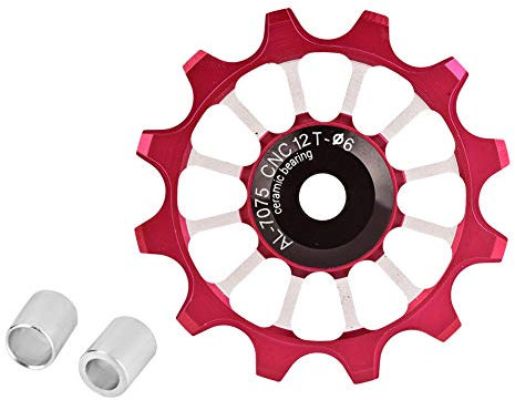 Fahrrad Kettenrad 12T Keramik Aluminium Stützrad Hinten Fit 4/5/6mm Schrauben Unterstützung 7/8/9/10(Rot)